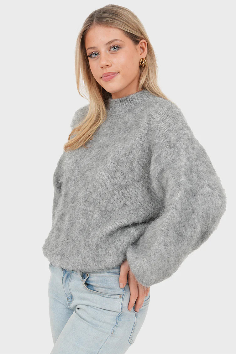 Pull "Ame" gris foncé