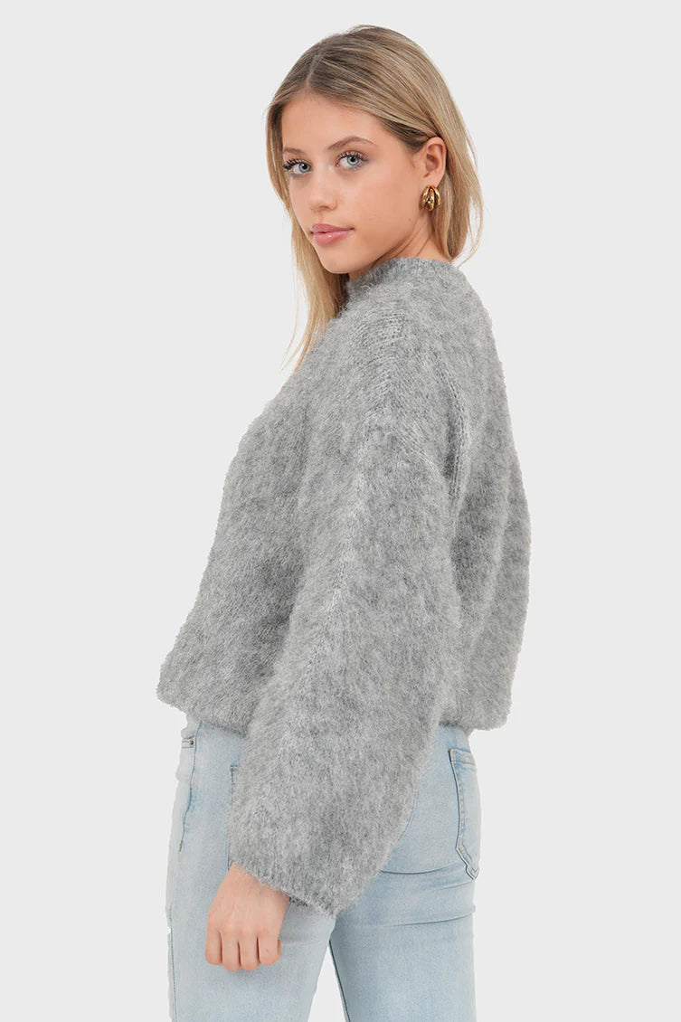 Pull "Ame" gris foncé