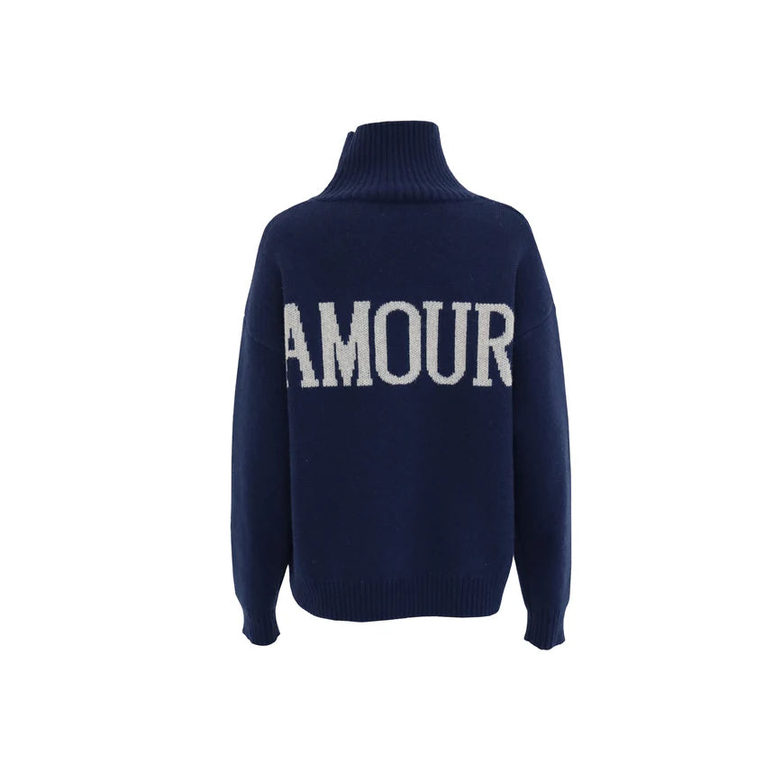 Pull "Amour" marine