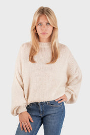Pull "Gardez-moi au chaud" beige