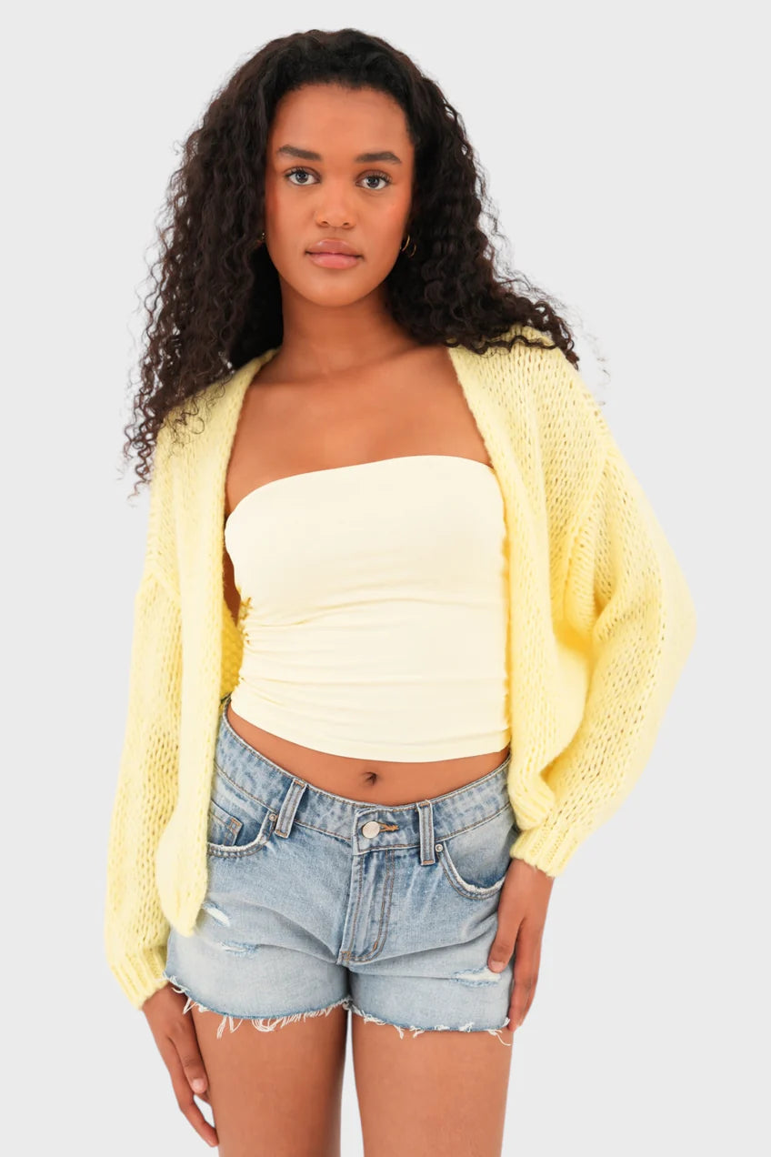 Cardigan "Keep me warm" petite jaune clair