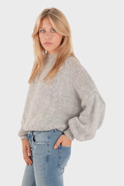 Pull "Gardez-moi au chaud" gris