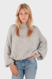 Pull "Gardez-moi au chaud" gris