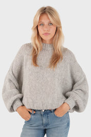 Pull "Gardez-moi au chaud" gris