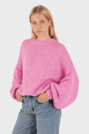 Pull "Gardez-moi au chaud" rose