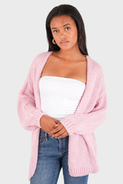 Cardigan "Gardez-moi au chaud" rose bébé